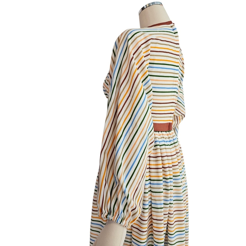 Vintage 1970s Dress Neiman Marcus Maxi Floor Length Striped Dolman Sleeve - Picture 8 of 16